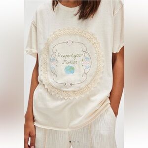 NWT! Free People x Tricia Fix Respect Your Mother Nina  Oversized Tee XS